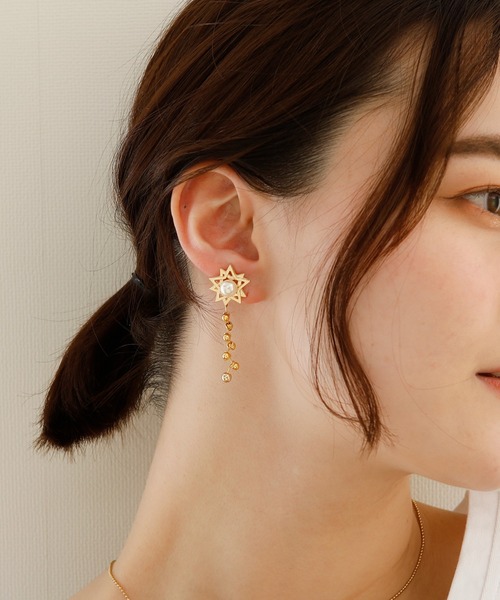 JewCas（ジュアキャス）の「JewCas クロス スターEar Jacket ピアス[JC4412]（ピアス（両耳用）・レディース・ゴールド・FREE）」の4枚目の写真