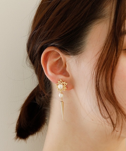 JewCas（ジュアキャス）の「JewCas クロス スターEar Jacket ピアス[JC4412]（ピアス（両耳用）・レディース・ゴールド・FREE）」の6枚目の写真