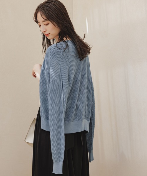 Andemiu（アンデミュウ）の「メッシュカーディガン195659（カーディガン/ボレロ・レディース・アイボリー/ブラック/ブルー/モカ・FREE）」の4枚目の写真