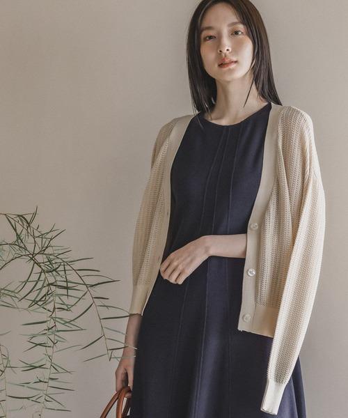 Andemiu（アンデミュウ）の「メッシュカーディガン195659（カーディガン/ボレロ・レディース・アイボリー/ブラック/ブルー/モカ・FREE）」の2枚目の写真