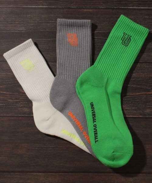 UNIVERSAL OVERALL（ユニバーサルオーバーオール）の「【UNIVERSAL OVERALL/ユニバーサルオーバーオール】3Pソックス サイドUOロゴクオーター/靴下（ソックス/靴下・メンズ・マルチ/その他1/その他2/その他3/その他4・25-27CM）」の3枚目の写真