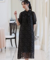 ワンピース フェイクレイヤード レトロ 洋風2色 S-XL 24zm1078 ワンピース レイヤード風 異素材 ドッキング チェーン柄 N83-064