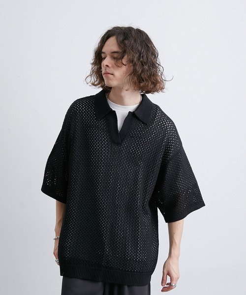SINSS ハーフスリーブメッシュニットシャツ SINSS シャツ Half sleeve mesh knit shirt / ハーフスリーブ