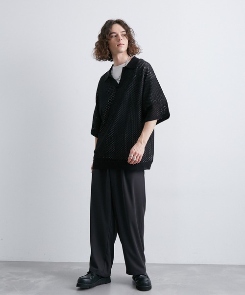 JUNRED（ジュンレッド）の「メッシュニットハーフスリーブプル