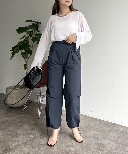 prose verse（プロズヴェール）の「裾ドロストパラシュートパンツ（カーゴパンツ・レディース・カーキ/チャコール・ﾌﾘ-）」の10枚目の写真