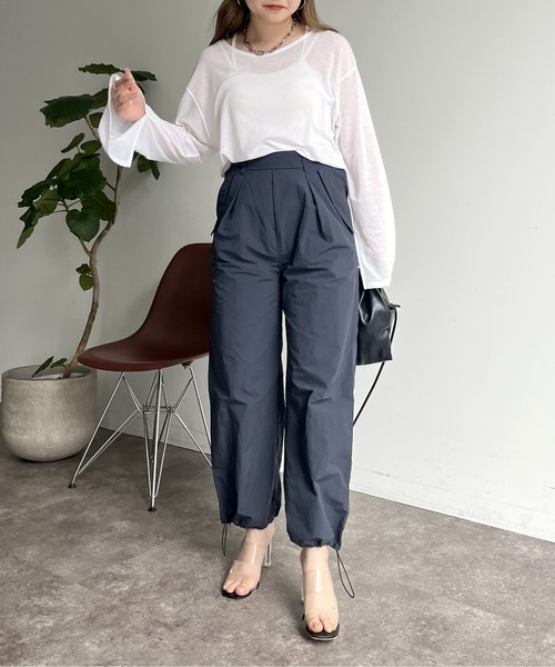 prose verse（プロズヴェール）の「裾ドロストパラシュートパンツ（カーゴパンツ・レディース・カーキ/チャコール・ﾌﾘ-）」の11枚目の写真