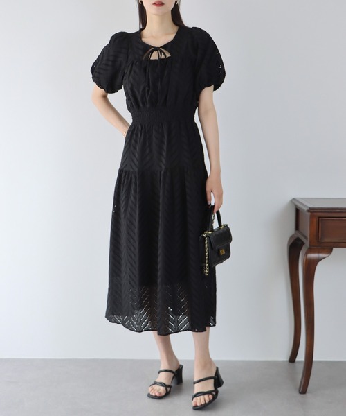 BLUEEAST（ブルーイースト）の「デコルテ開きレースワンピース（ワンピース・レディース・ブラック/オレンジ/ホワイト・MEDIUM）」の5枚目の写真