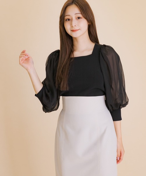 【新品未使用】regleam リグリーム　５分袖シアーニット　ブラック 五分袖ヘンリーシアーニット｜HALF SLEEVE HENLEY SHEER KNITの