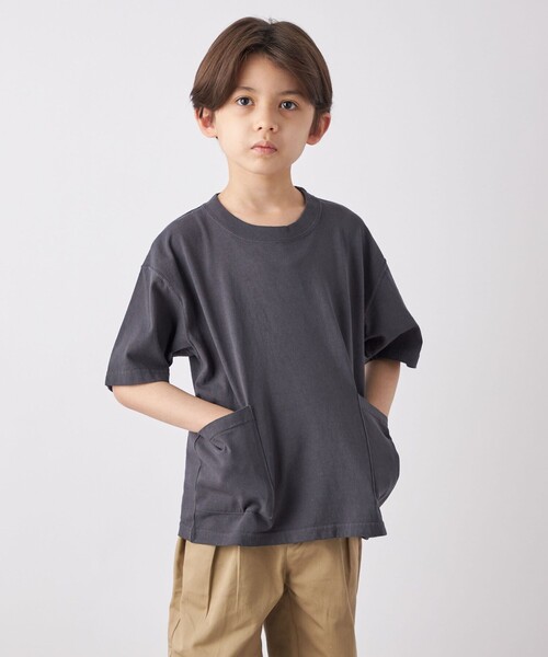 SHIPS any(シップス エニィ)の「SHIPS any: ”COTTON USA” キャンプポケット クルーネック Tシャツ<KIDS>(Tシャツ/カットソー・キッズ・チャコールグレー/ロイヤルブルー/ベージュ系その他・M(125-135)/S(110-120)/L(140-150))」の2枚目の写真