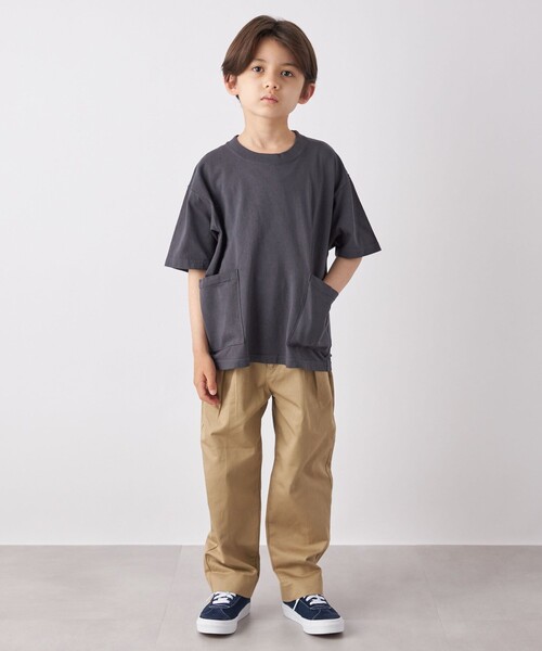 SHIPS any(シップス エニィ)の「SHIPS any: ”COTTON USA” キャンプポケット クルーネック Tシャツ<KIDS>(Tシャツ/カットソー・キッズ・チャコールグレー/ロイヤルブルー/ベージュ系その他・M(125-135)/S(110-120)/L(140-150))」の4枚目の写真