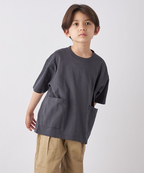 SHIPS any(シップス エニィ)の「SHIPS any: ”COTTON USA” キャンプポケット クルーネック Tシャツ<KIDS>(Tシャツ/カットソー・キッズ・チャコールグレー/ロイヤルブルー/ベージュ系その他・M(125-135)/S(110-120)/L(140-150))」の7枚目の写真