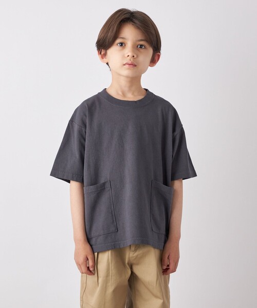 SHIPS any(シップス エニィ)の「SHIPS any: ”COTTON USA” キャンプポケット クルーネック Tシャツ<KIDS>(Tシャツ/カットソー・キッズ・チャコールグレー/ロイヤルブルー/ベージュ系その他・M(125-135)/S(110-120)/L(140-150))」の8枚目の写真
