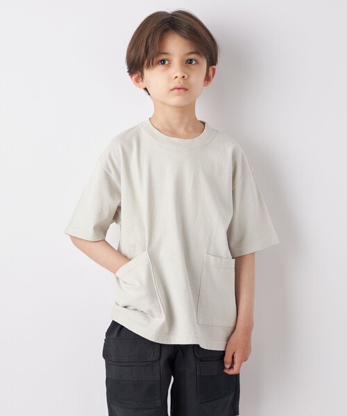 SHIPS any(シップス エニィ)の「SHIPS any: ”COTTON USA” キャンプポケット クルーネック Tシャツ<KIDS>(Tシャツ/カットソー・キッズ・チャコールグレー/ロイヤルブルー/ベージュ系その他・M(125-135)/S(110-120)/L(140-150))」の12枚目の写真