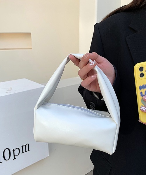 shopnikoniko（ショップニコニコ）の「ワンハンドル ミニポーチバッグ（ハンドバッグ・レディース・ベージュ/ホワイト/ピンク/グリーン/ブラック・フリー）」の2枚目の写真