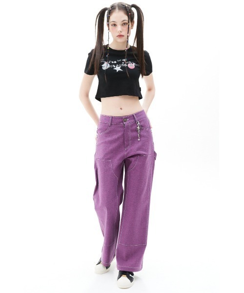LUVISTRUE（ラヴイズトゥルー）の「A'GEM/9 × .kom 『LUV IS TRUE/ラブ イズ トゥルー』VS PICKY CROP TEE/ピッキークロップ  半袖カットソー（Tシャツ/カットソー・レディース・ブラック/ホワイト・FREE）」の11枚目の写真