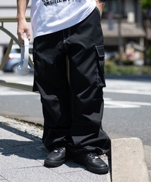 【13】ナチュラルストレッチ ステッチング ワイドカーゴパンツ