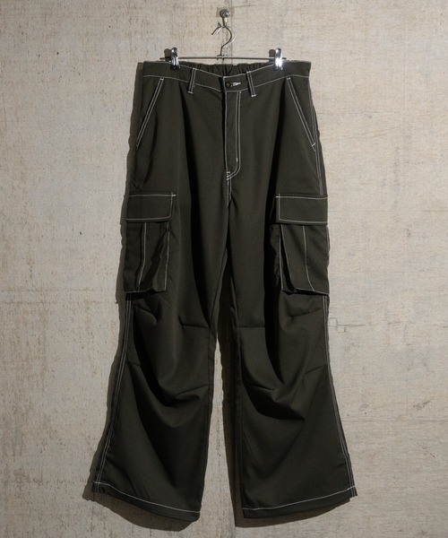 JOHN'S CLOSET(ジョンズクローゼット)の「【13】ナチュラルストレッチ ステッチング ワイドカーゴパンツ(カーゴパンツ・メンズ・オリーブ/ブラック/オフホワイト・MEDIUM/LARGE)」の4枚目の写真
