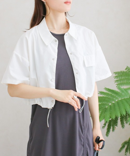 Social GIRL（ソーシャルガール）の「ナイロンショートシャツ（シャツ/ブラウス・レディース・イエロー/ブラック/ブルー/オフホワイト・M）」の2枚目の写真
