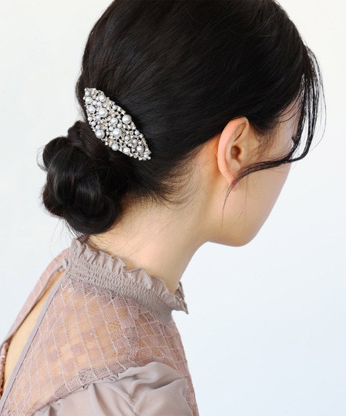 girl(ガール)の「パール&ラインストーンバレッタ 結婚式 パーティー お呼ばれ オケージョン(バレッタ/ヘアクリップ・レディース・ゴールド/シルバー・FREE)」の4枚目の写真