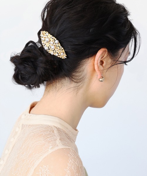 girl(ガール)の「パール&ラインストーンバレッタ 結婚式 パーティー お呼ばれ オケージョン(バレッタ/ヘアクリップ・レディース・ゴールド/シルバー・FREE)」の3枚目の写真