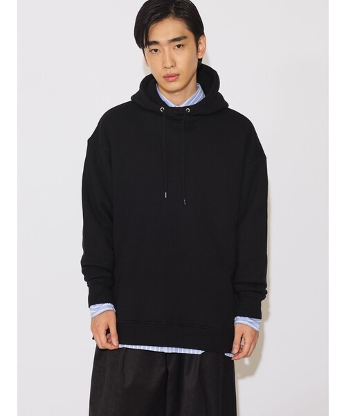 MIDIUMISOLID(ミディウミソリッド)の「MIDIUMISOLID Men’s フード付きプルオーバー(Tシャツ/カットソー・メンズ・ベージュ/ブラック/オフホワイト・48)」の2枚目の写真
