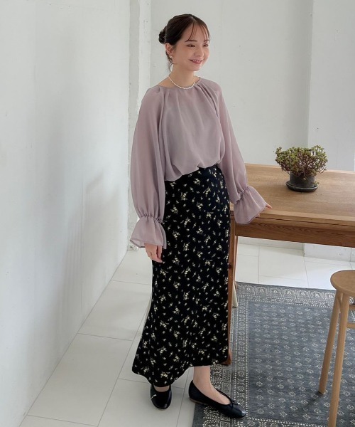 flower（フラワー）の「スローリボンブラウス（シャツ/ブラウス・レディース・グレー/ベージュ・FREE）」の3枚目の写真