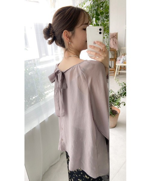 flower（フラワー）の「スローリボンブラウス（シャツ/ブラウス・レディース・グレー/ベージュ・FREE）」の5枚目の写真