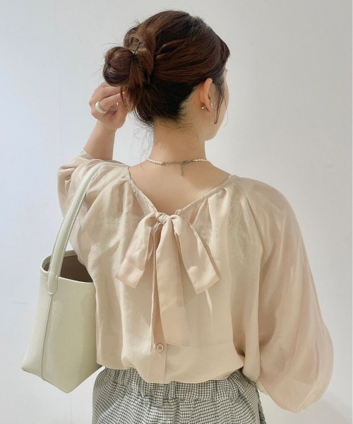 flower（フラワー）の「スローリボンブラウス（シャツ/ブラウス・レディース・グレー/ベージュ・FREE）」の14枚目の写真