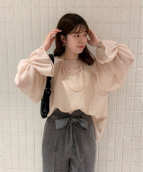 flower（フラワー）の「スローリボンブラウス（シャツ/ブラウス・レディース・グレー/ベージュ・FREE）」の20枚目の写真