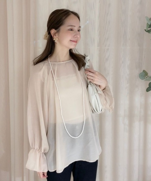 flower（フラワー）の「スローリボンブラウス（シャツ/ブラウス・レディース・グレー/ベージュ・FREE）」の9枚目の写真