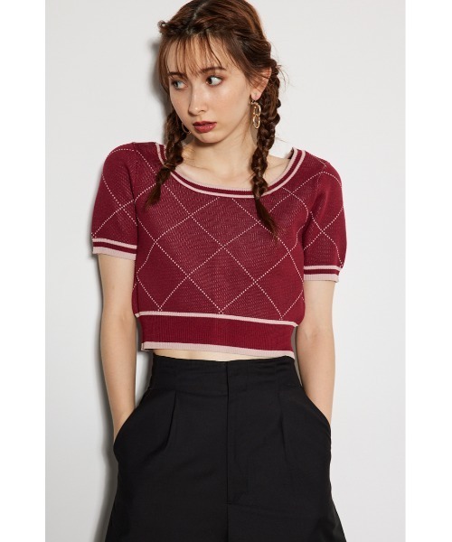 rienda（リエンダ）の「2WAYダイヤラインニットトップス（ニット/セーター・レディース・ブラック/グレー/ホワイト/レッド・FREE）」の21枚目の写真