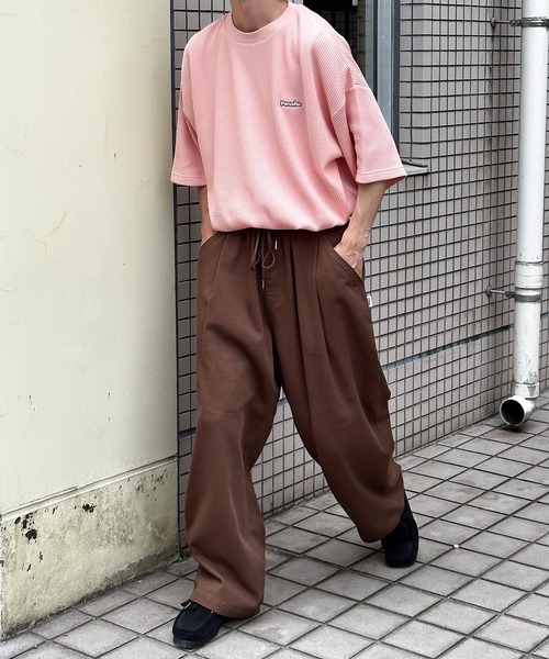 Perushu(ペルーシュ)の「ワンポイントワッフルTシャツ(Tシャツ/カットソー・メンズ・ライトピンク/ナチュラル/グレー・MEDIUM/LARGE)」の14枚目の写真