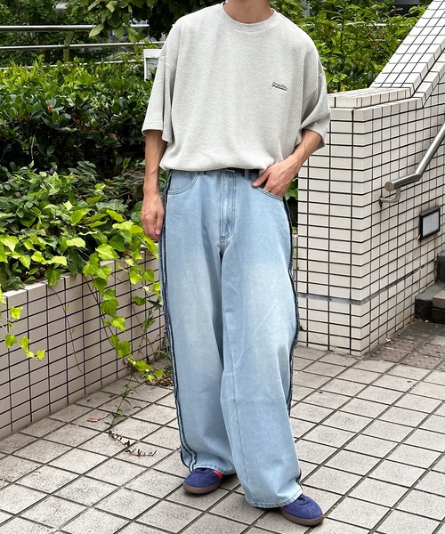 Perushu(ペルーシュ)の「ワンポイントワッフルTシャツ(Tシャツ/カットソー・メンズ・ライトピンク/ナチュラル/グレー・MEDIUM/LARGE)」の22枚目の写真