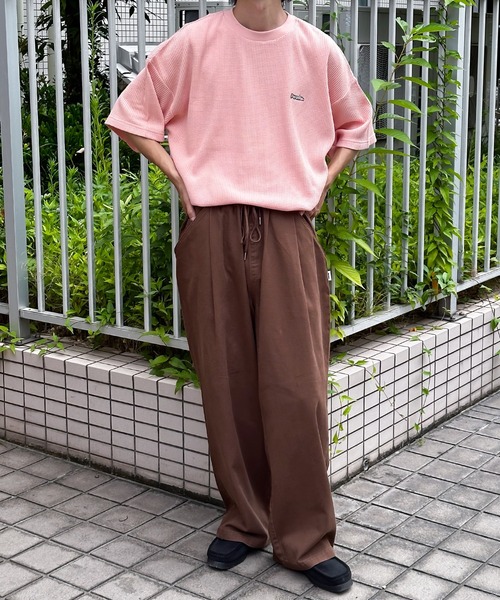Perushu(ペルーシュ)の「ワンポイントワッフルTシャツ(Tシャツ/カットソー・メンズ・ライトピンク/ナチュラル/グレー・MEDIUM/LARGE)」の11枚目の写真