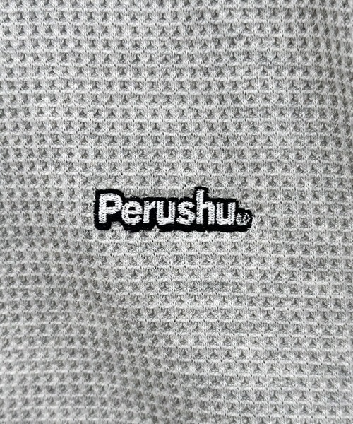 Perushu(ペルーシュ)の「ワンポイントワッフルTシャツ(Tシャツ/カットソー・メンズ・ライトピンク/ナチュラル/グレー・MEDIUM/LARGE)」の4枚目の写真