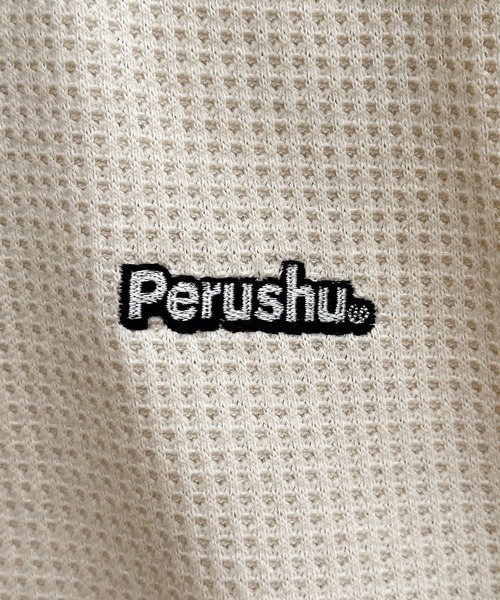 Perushu(ペルーシュ)の「ワンポイントワッフルTシャツ(Tシャツ/カットソー・メンズ・ライトピンク/ナチュラル/グレー・MEDIUM/LARGE)」の5枚目の写真