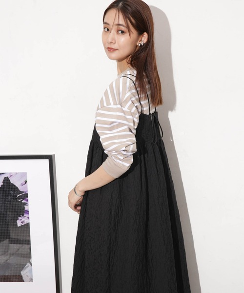 NANO universe（ナノユニバース）の「クリアコットンボーダーカットトップス（Tシャツ/カットソー・レディース・ブルー/ブラック/ホワイト/レッド/ベージュ・FREE）」の14枚目の写真