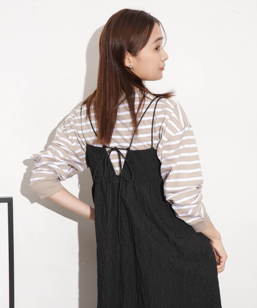 NANO universe（ナノユニバース）の「クリアコットンボーダーカットトップス（Tシャツ/カットソー・レディース・ブルー/ブラック/ホワイト/レッド/ベージュ・FREE）」の15枚目の写真