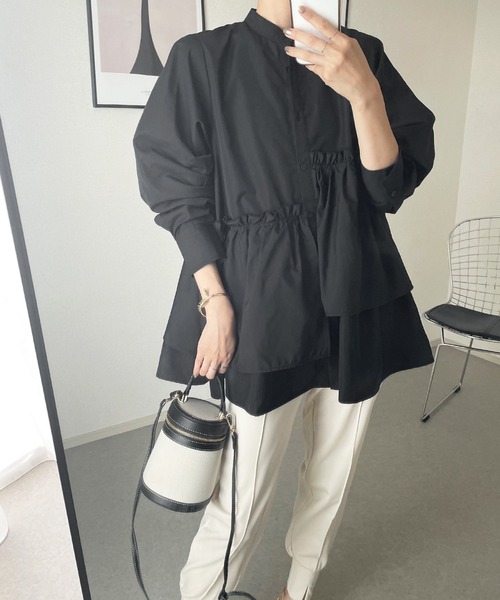 STELLA FISH（ステラフィッシュ）の「ブロードティアードシャツ（シャツ/ブラウス・レディース・ブラック/オフホワイト/ブルー・FREE）」の5枚目の写真
