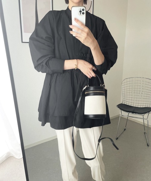 STELLA FISH（ステラフィッシュ）の「ブロードティアードシャツ（シャツ/ブラウス・レディース・ブラック/オフホワイト/ブルー・FREE）」の6枚目の写真