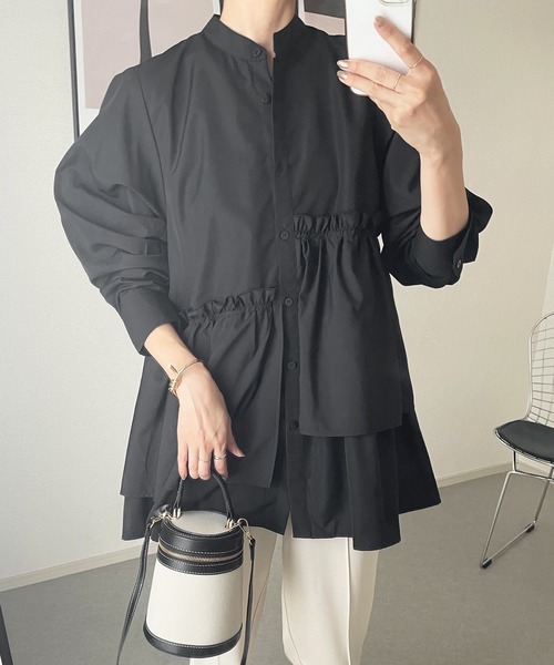 STELLA FISH（ステラフィッシュ）の「ブロードティアードシャツ（シャツ/ブラウス・レディース・ブラック/オフホワイト/ブルー・FREE）」の7枚目の写真