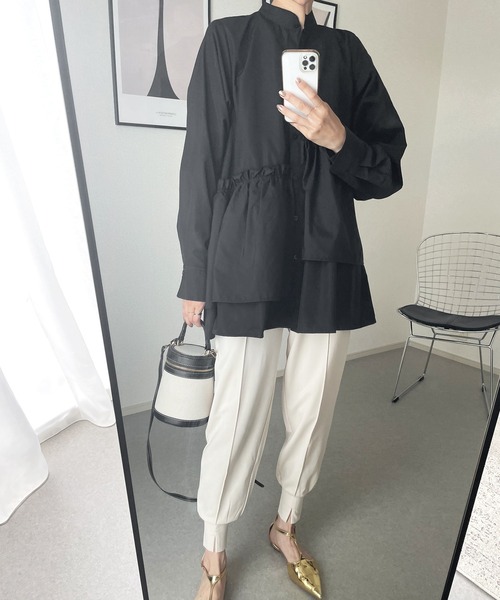 STELLA FISH（ステラフィッシュ）の「ブロードティアードシャツ（シャツ/ブラウス・レディース・ブラック/オフホワイト/ブルー・FREE）」の9枚目の写真