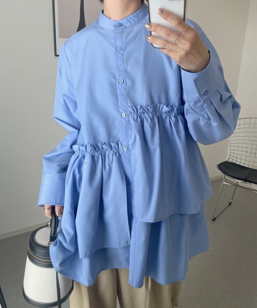 STELLA FISH（ステラフィッシュ）の「ブロードティアードシャツ（シャツ/ブラウス・レディース・ブラック/オフホワイト/ブルー・FREE）」の16枚目の写真