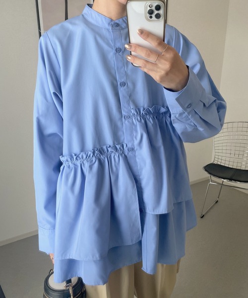 STELLA FISH（ステラフィッシュ）の「ブロードティアードシャツ（シャツ/ブラウス・レディース・ブラック/オフホワイト/ブルー・FREE）」の17枚目の写真