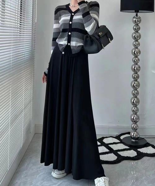 SETUP7(セットアップセブン)の「【SETUP7】モノトーンギャザースカート KNF030(スカート・レディース・ダークグレー/ブラック・FREE)」の2枚目の写真