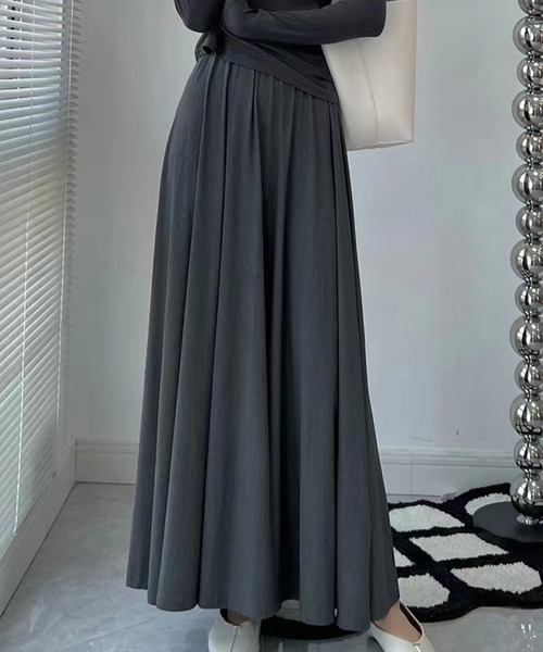 SETUP7(セットアップセブン)の「【SETUP7】モノトーンギャザースカート KNF030(スカート・レディース・ダークグレー/ブラック・FREE)」の3枚目の写真