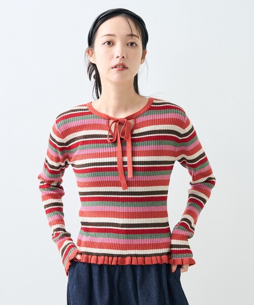 FREAK'S STORE(フリークスストア)の「ウォッシャブル ラメ ニット リボン 2way カーディガン/洗えるニット(カーディガン/ボレロ・レディース・ブルー/レッド/ピンク・フリ-)」の12枚目の写真