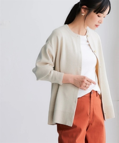 nissen(ニッセン)の「スウェットライクニットカーディガン(カーディガン/ボレロ・レディース・ロイヤルブルー/ベージュ系/ブラック/パープル/杢グレー/モカ/ライラック系/ネイビー系/オートミール/レッド・M/L/S/LL)」の5枚目の写真