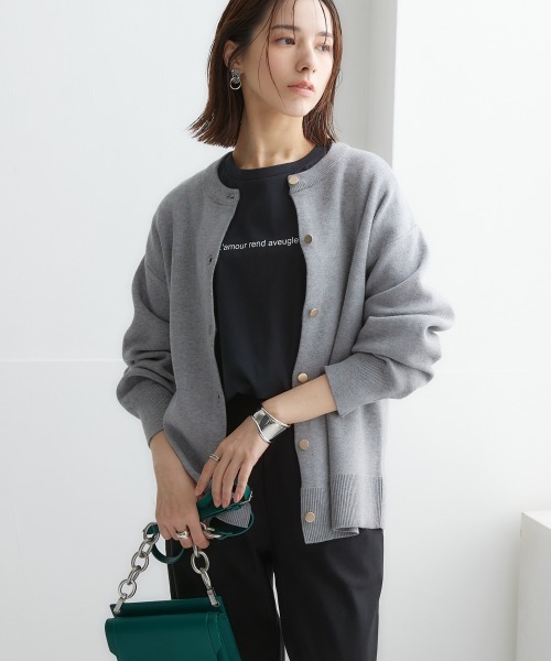 nissen(ニッセン)の「スウェットライクニットカーディガン(カーディガン/ボレロ・レディース・ロイヤルブルー/ベージュ系/ブラック/パープル/杢グレー/モカ/ライラック系/ネイビー系/オートミール/レッド・M/L/S/LL)」の3枚目の写真