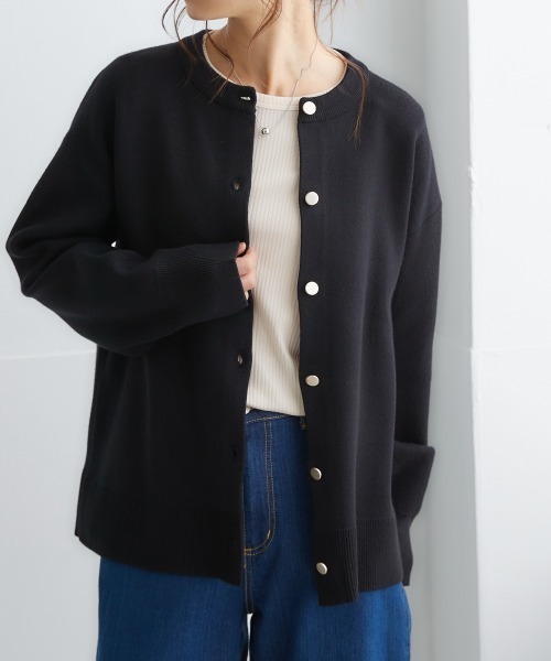 nissen(ニッセン)の「スウェットライクニットカーディガン(カーディガン/ボレロ・レディース・ロイヤルブルー/ベージュ系/ブラック/パープル/杢グレー/モカ/ライラック系/ネイビー系/オートミール/レッド・M/L/S/LL)」の2枚目の写真